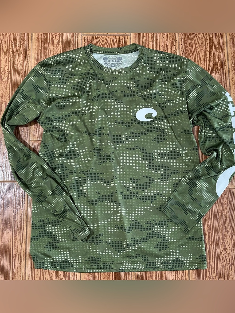 Costa Olive Green Digital Camo Long Sleeve Performance Tee